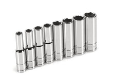 TEKTON 12041 1/4-Inch Drive Deep Socket Set, Inch, Cr-V, 6-Point, 3/16-Inch - 7/16-Inch, 8-Sockets
