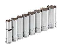 TEKTON 1240 3/8-Inch Drive Deep Socket Set, Metric, Cr-V, 10 mm - 19 mm, 8-Sockets
