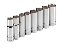 TEKTON 1255 1/2-Inch Drive Deep Socket Set, Inch, Cr-V, 1/2-Inch - 15/16-Inch, 8-Sockets