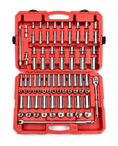 TEKTON 13203 1/2-Inch Drive Socket Set, Inch/Metric, 6-Point, 3/8-Inch - 1-5/16-Inch, 10 mm - 32 mm, 84-Piece