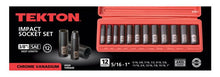 Tekton 47921 3/8-Inch Drive Deep Impact Socket Set, 5/16-1-Inch, Inch, Cr-V, 12-Point, 12 Sockets