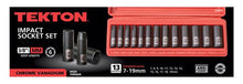 Tekton 47925 3/8-Inch Drive Deep Impact Socket Set, 7-19mm, Metric, Cr-V, 6-Point, 13 Sockets