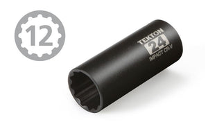 Tekton 4884 1/2 in. Drive Deep Impact Socket Set, 11-32mm, Metric, Cr-V, 12 Point, 14 Sockets