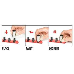 Ernst Manufacturing #8400 18-Inch Socket Organizer with 15 1/4-Inch Twist Lock Clips, Red