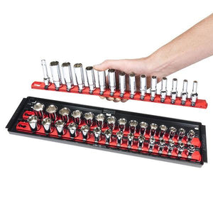 Ernst Manufacturing #8490 Socket Boss 3-Rail Multi-Drive Socket Organizer, 13-Inch, Red