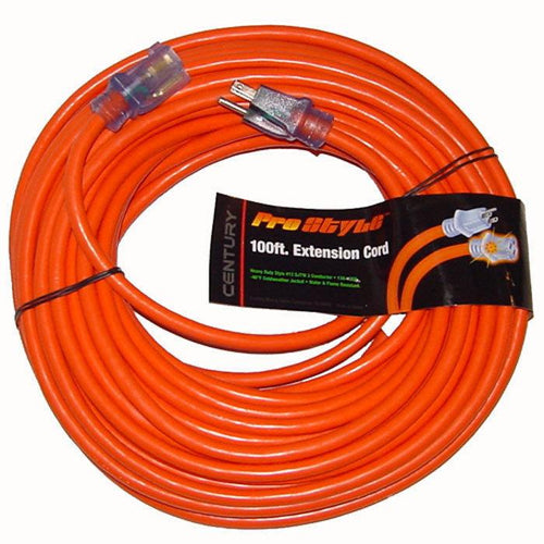 Century Pro Style 100' 12 Gauge Contractor Grade Power Extension Cord, 12/3, D19912100
