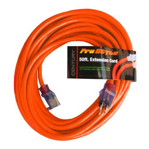 Century Pro Style 50' 12 Gauge Contractor Grade Power Extension Cord, 12/3, D19912050