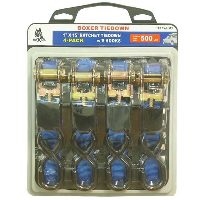 Boxer 77059 4 Pc Ratcheting Tie Down, 1