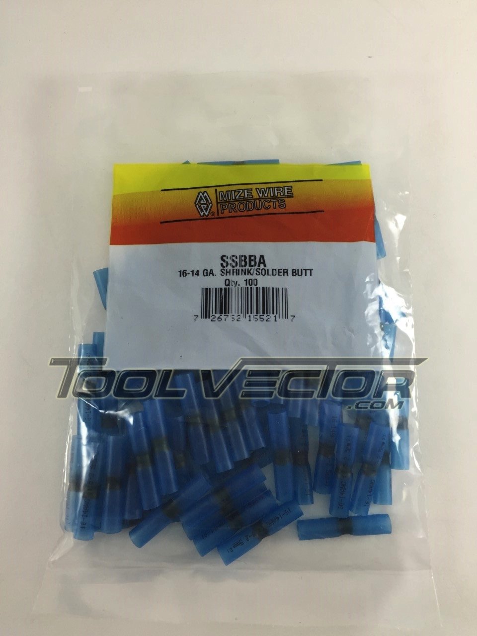 Mize 100 Pc Shrink Solder Blue 16-14 Gauge Butt Connectors, Made in USA