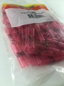 Mize 100 Pc Shrink Solder Red 22-16 Gauge Butt Connectors, Made in USA